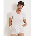 maglia a maniche corte con scollo a v senza cuciture in charmeuse invisible man / bianco ottico / l