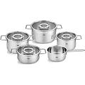 set di pentole 5 pezzi acciaio inox adatto induzione argento