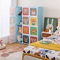 armadio portatile per bambini armadio con 12 cubi con 2 sezioni appendibili comò con cartoon