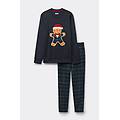 pigiama lungo in cotone stampa gingerbread uomo blu taglia m