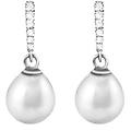 orecchini pendenti silver pearls argento rodiato perla sintentica cubic zirconia collezione silver