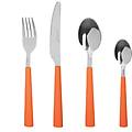 set 16 posate in acciaio manico arancione stripes