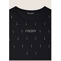 t-shirt in jersey modal con strass e taglio arrotondato nero donna large