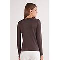 cardigan a costine in cotone lam&egrave; donna marrone taglia s