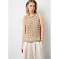 - tank top in misto lino multicolor regular fit con texture a rete donna bianco/beige taglia xs
