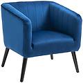 - poltroncina moderna stile nordico copertura velluto e gambe in legno blu