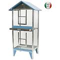 homegarden voliera a casetta rettangolare 2 piani in acciaio zincato 65x50xh160 cm