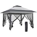 - gazebo pieghevole 3. 6x3. 6m con prese d'aria e zanzariere in acciaio e tessuto oxford grigio