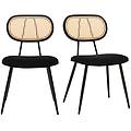 sedie di design nere in velluto metallo e rattan intrecciato (set di 2) swann