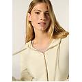 maglia in tricot con zip e cappuccio lavorato a trecce white sand donna extra small