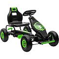 go-kart per bambini 5+ anni con pedali e sedile regolabile. verde e nero