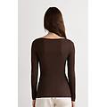 maglia manica lunga ultralight con cashmere e scollo a barchetta donna marrone taglia l