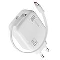 CELLULARLINE caricabatterie usb type-c retractable 65w gan white achrollusbcgan65ww