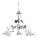 - lampadario 5 luci stle classico in metallo bianco spennellato argento