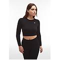 top corto a manica lunga in tessuto seamless nero donna exsmall/small