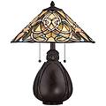 elstead lighting lampada da tavolo a 2 luci bronzo imperiale vetro tiffany e27