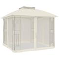 - gazebo con tetto doppio e pareti rete crema 2 94x2 94 m acciaio