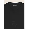 t-shirt girocollo con ricamo traforato del logo nero donna extra small
