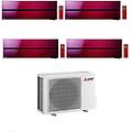 climatizzatore quadri split kirigamine msz-ln rosso 9+9+12+12 con mxz-4f72vf3 inverter r-32 wi-fi