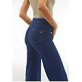 pantaloni n. o. w. wide leg cropped vita alta in jersey denim dark jeans-yellow seam donna small