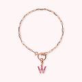 bracciale catena forzatina con pendente lettera pav&eacute; in cubic zirconia