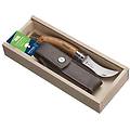 coltello per funghi in legno di quercia con scatola in legno e custodia