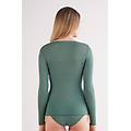 maglia manica lunga in modal con cashmere e scollo a barchetta donna verde taglia s
