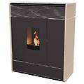 stufa a pellet idro slim aki hydromatic 18 m2 maestro 18 kw con fianchi in ceramica colore sabbia