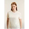 t-shirt girocollo con ricamo traforato del logo egret donna small