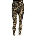 pantaloni push up wr. up 7/8 vita alta in cotone camouflage marrone-mimetico donna xxs