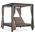 - gazebo letto da giardino 200x150 cm struttura in alluminio con schienale regolabile e tende