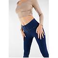 pantaloni push up wr. up skinny vita alta in jersey-denim dark jeans-yellow seam donna xxs