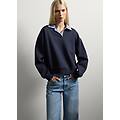 - felpa blu con colletto a contrasto in misto cotone regular fit donna blu navy taglia xs