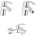 eurosmart set miscelatori rubinetto monocomando cromo in metallo per lavabo bidet e vasca