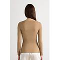 maglia scollo a v ultralight con cashmere e pizzo donna marrone taglia l
