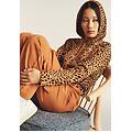 felpa cropped con zip e cappuccio animalier leopard animalier on beige donna extra small