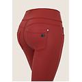 pantalone skinny vita media senza bottoni in similpelle deep claret donna medium