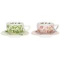set 2 tazze cappuccino cuori in fiore