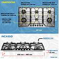 pc906 piano cottura a gas a 6 fuochi da 90 cm doppio wok in acciaio inox