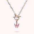 collana catena forzatina con pendente lettera pav&eacute; in cubic zirconia