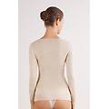 maglia scollo a v ultralight con cashmere e pizzo donna beige taglia m