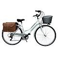 bicicletta donna passeggio 28 bici con cambio. cestino e borse posteriori bianca