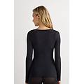 maglia scollo a v in modal ultralight con cashmere donna nero taglia l