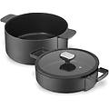 set pentole b. double 3 pezzi alluminio pressofuso antiaderente nero 24 cm