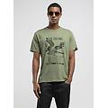 t-shirt in jersey fiammato con stampa