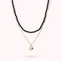 collana golden multifilo con ciondolo cuore e pietre naturali