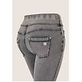 pantaloni n. o. w. skinny vita risvoltabile in jersey denim light grey-seams black donna extra