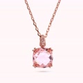 collana catena rolo con prisma gem quadrata e pav&eacute;