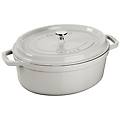 casseruola ovale in ghisa per induzione colore bianco tartufo con maniglie e coperchio diam. 27cm