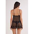babydoll tulle e pizzo sheer glamour donna nero taglia l